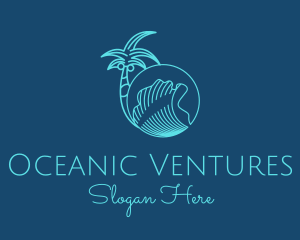 Palm Tree Water Waves  logo design