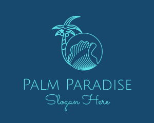 Palm Tree Water Waves  logo design