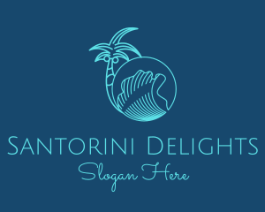 Santorini - Palm Tree Water Waves logo design