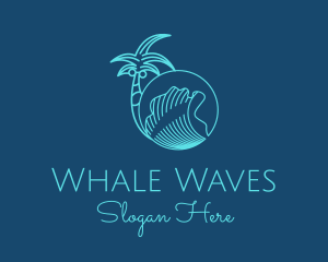 Palm Tree Water Waves  logo design