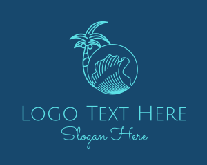Shore - Palm Tree Water Waves logo design