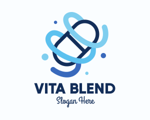 Multivitamin - Blue Medical Pill logo design