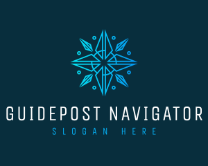 Snowflake Compass Navigator logo design