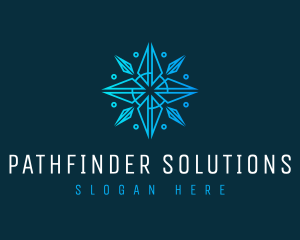 Snowflake Compass Navigator logo design