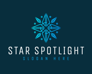 Snowflake Compass Navigator logo design