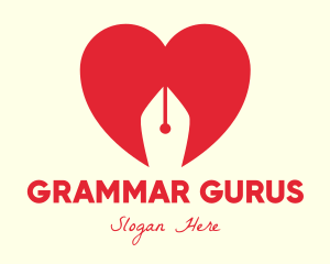 Grammar - Pen Nib Love logo design