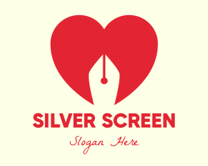 Heart - Pen Nib Love logo design