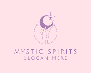 Astrology Hand Moon logo design