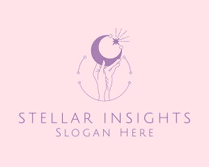 Astrology Hand Moon logo design