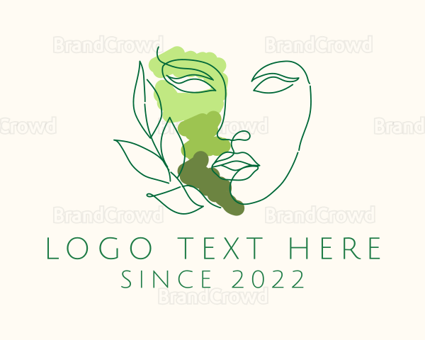 Monoline Green Beauty Face Logo