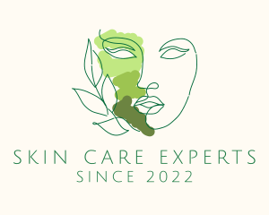 Monoline Green Beauty Face logo design