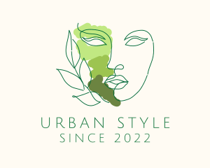 Monoline Green Beauty Face logo design