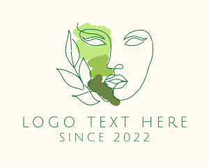 Natural Products - Monoline Green Beauty Face logo design