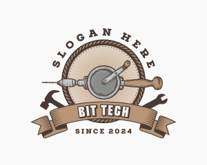 Vintage Hand Drill Tool logo design