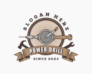 Vintage Hand Drill Tool logo design