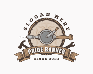 Vintage Hand Drill Tool logo design