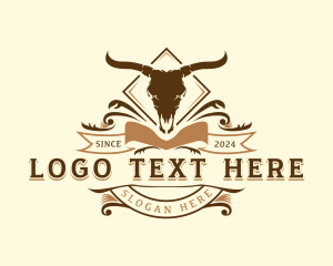 Rustic - Bull Ranch Horn logo design