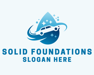 Clean Car Wash Droplet  Logo