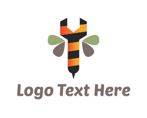 Honey - Bee Wings Wrench logo design