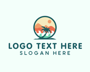 Coast - Palm Tree Beach logo design