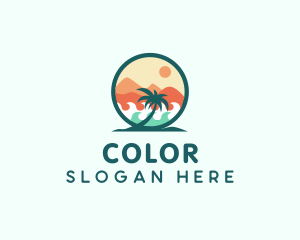 Tropical - Palm Tree Beach logo design