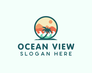 Palm Tree Beach logo design