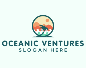 Palm Tree Beach logo design