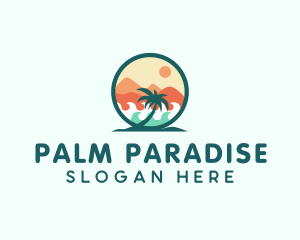 Palm Tree Beach logo design