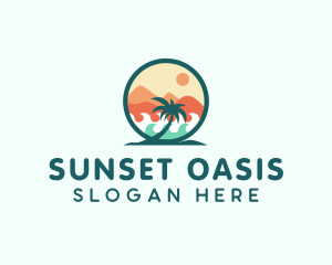 Palm Tree Beach logo design