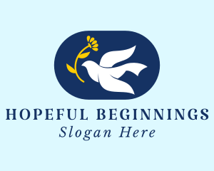 Hope - Spiritual Flower Dove Bird logo design