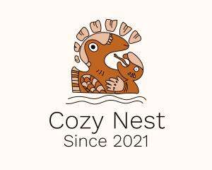 Mayan Bird Nest Symbol logo design