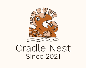 Mayan Bird Nest Symbol logo design