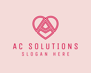 Heart Outline Letter A  logo design