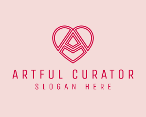 Heart Outline Letter A  logo design