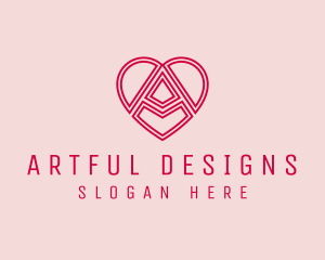 Heart Outline Letter A  logo design