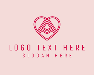 Online Dating - Heart Outline Letter A logo design