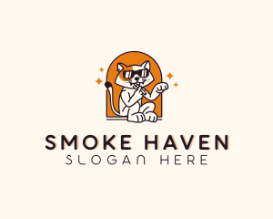 Smoking Sunglasses Cat logo design