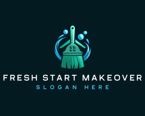 Cleaning Broom Wash logo design