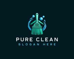 Cleaning Broom Wash logo design