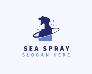 Housekeeper Spray Bottle Cleaning logo design