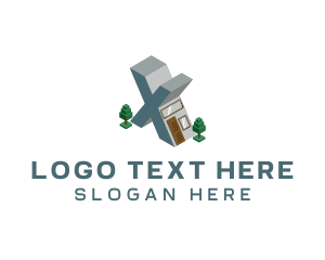 3d - Modern Building Letter X logo design