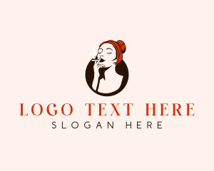 Lady - Girl Smoking Cigarette logo design