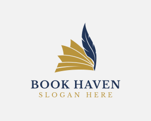 Bookstore - Writing Quill Book logo design