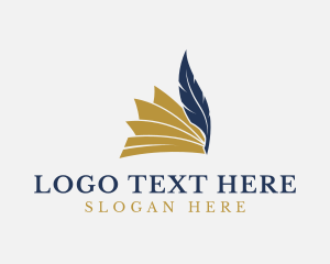 Reading - Writing Quill Book logo design