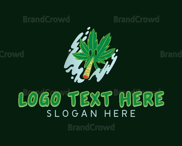 Smoking Cannabis Leaf Logo