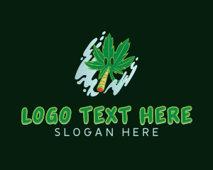 Marijuana - Smoking Cannabis Leaf logo design
