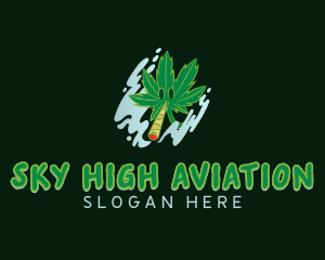 Smoking Cannabis Leaf logo design