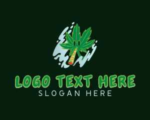 Smoking Cannabis Leaf Logo