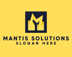 Yellow Bolt Letter M logo design