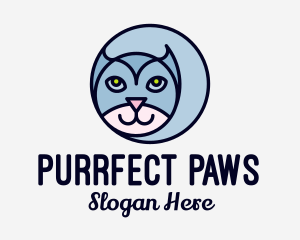 Round Pet Cat logo design